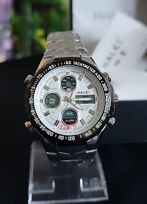 HALEI Multifunctional Chronograph Watch with Digital and Analog Display