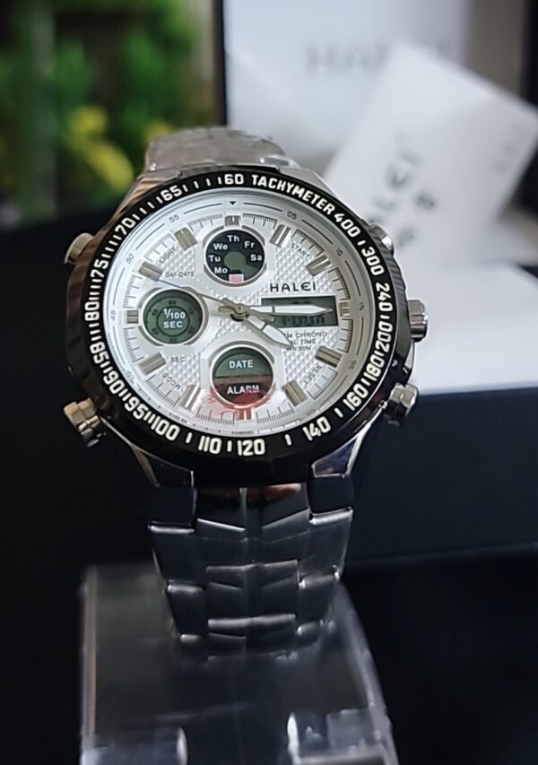 HALEI Multifunctional Chronograph Watch with Digital and Analog Display - Image 4