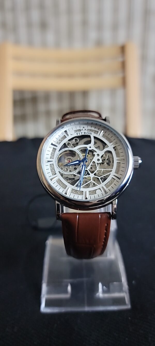 Fitron Skeleton Automatic Wristwatch - Brown Leather Strap - Image 2