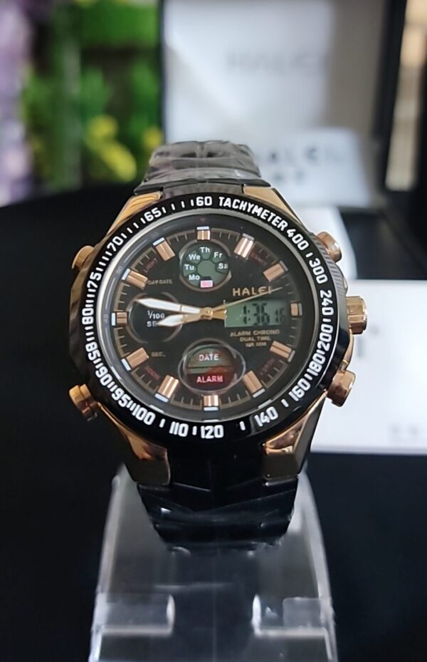 HALEI Multifunctional Chronograph Watch with Digital and Analog Display - Image 3