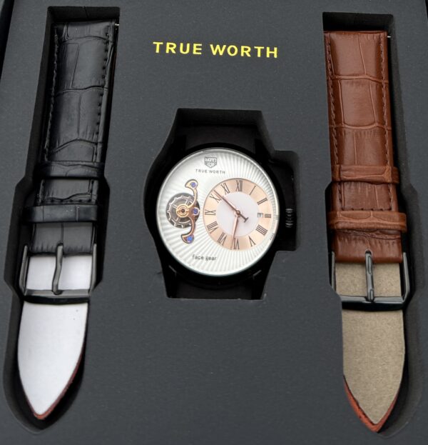 True Worth Luxury Watch with different Roman Dial and Dual Strap - Image 4