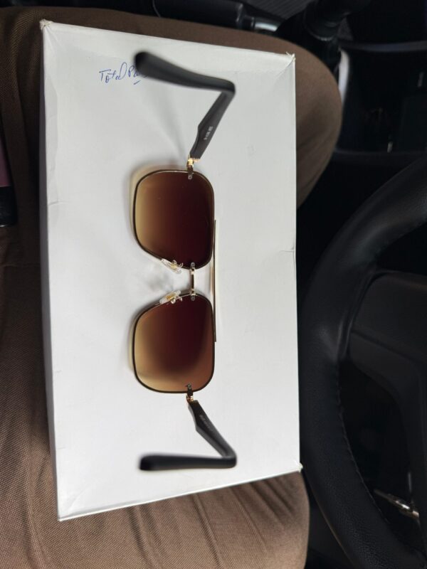 Sophisticated Square Sunglasses with Gold Frame and Brown Gradient Lenses - Image 4