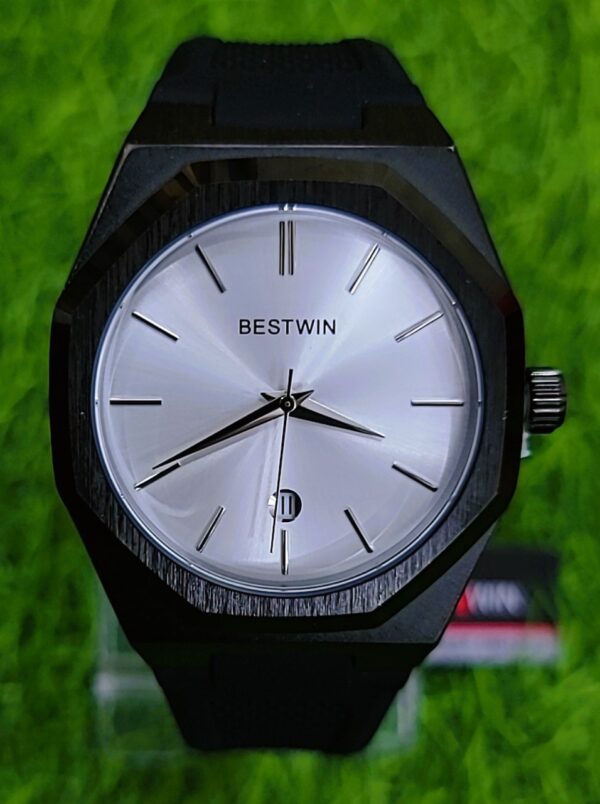 Bestwin Elegant Analog Wristwatch – Stainless Steel Case with Rubber Strap - Image 4