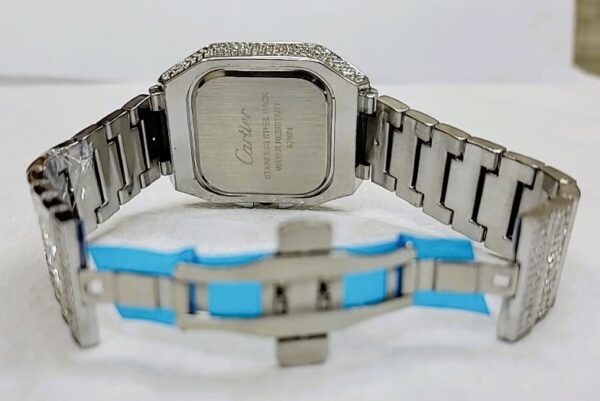 Luxury Fully Iced-Out Square Dial Watch – Silver Diamond Look - Image 4